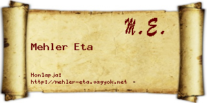 Mehler Eta névjegykártya